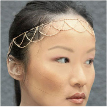 Bohemian Style Stretch Headband Gold Finish